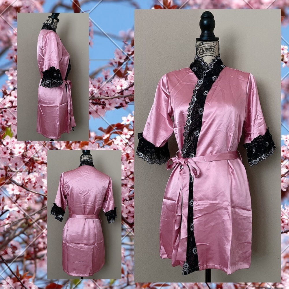 Satin Silk-Like Kimono Nightgown Robe Random Color​ - Picture 2 of 8